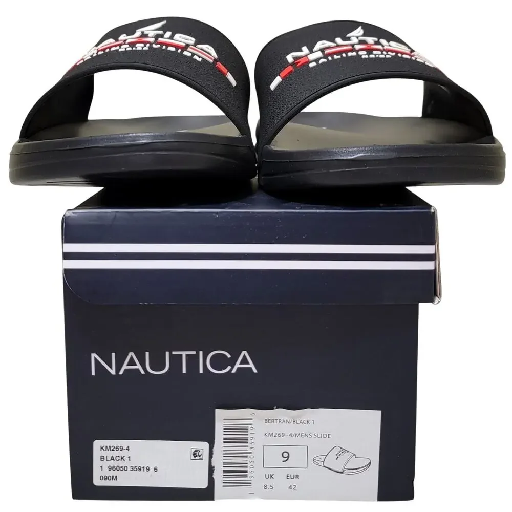 Nautica Men Bertran Summer Beach Pool Slides Size US 9M Black Red White
